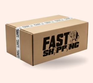 caja de carton con el logo de fast shipping